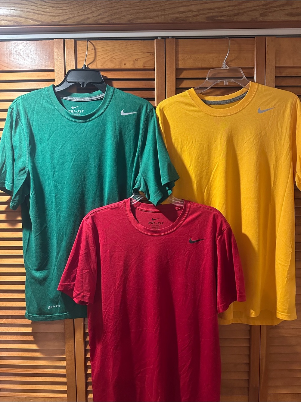 Nike Men’s Short-Sleeve Dri-FIT Tees — Green, Yellow, Red (3-Pack)